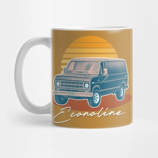 Retro Ford Econoline Faded Retro Sunset Design Mug